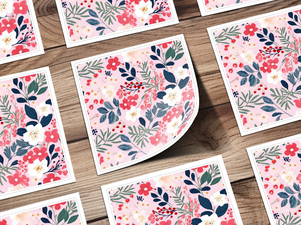 Colorful Floral Patterned Decorative Cardstock Sheets