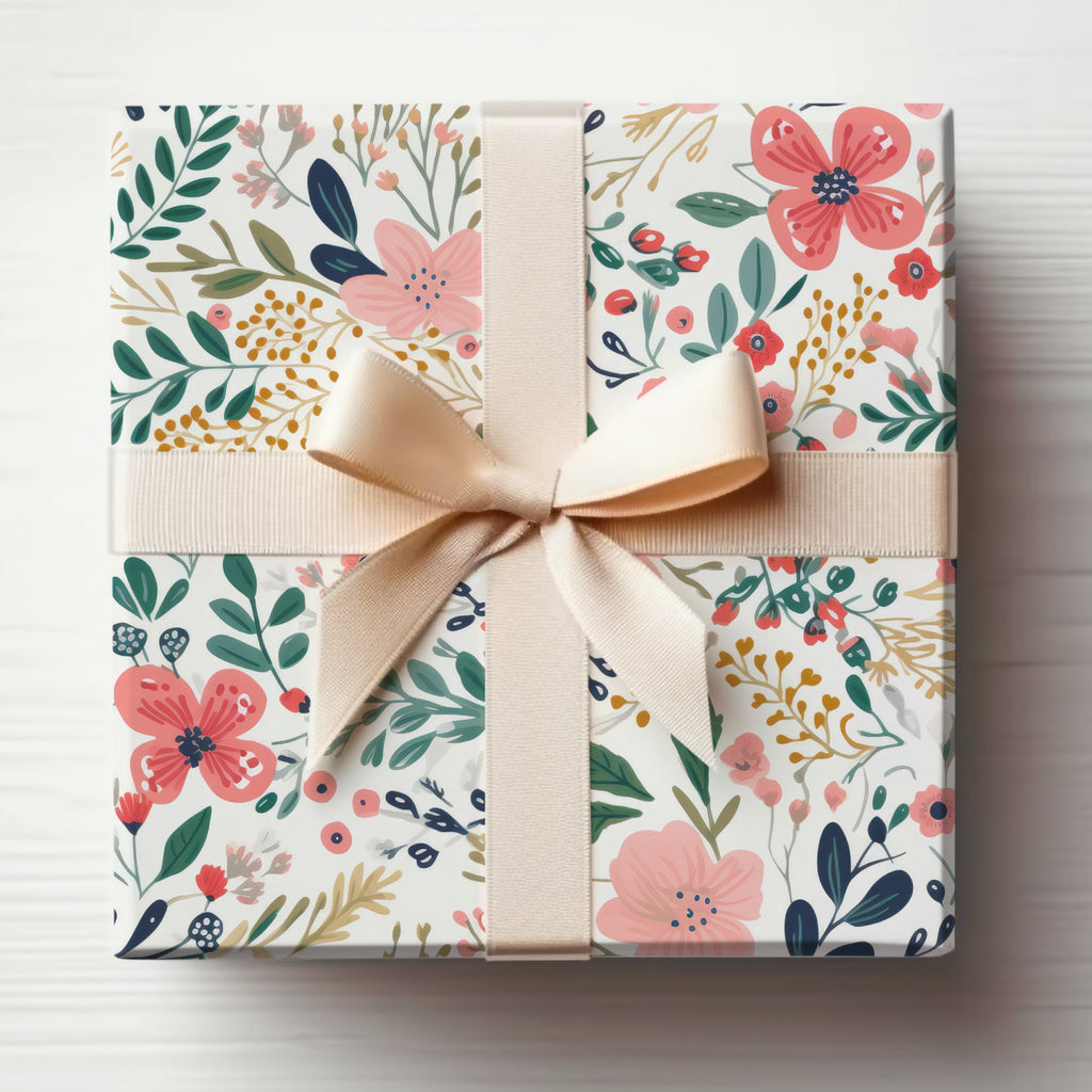 Floral Pattern Gift Wrapping with Bow 45cm x 45cm