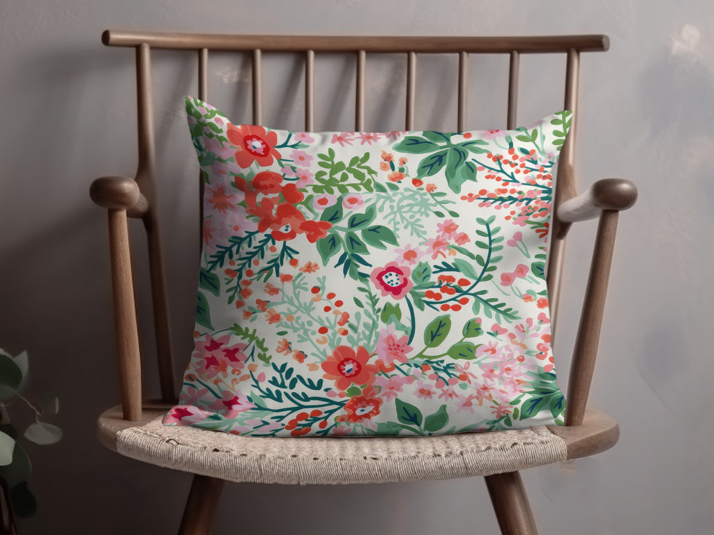 Colorful Floral Pattern Throw Pillow with Modern Design