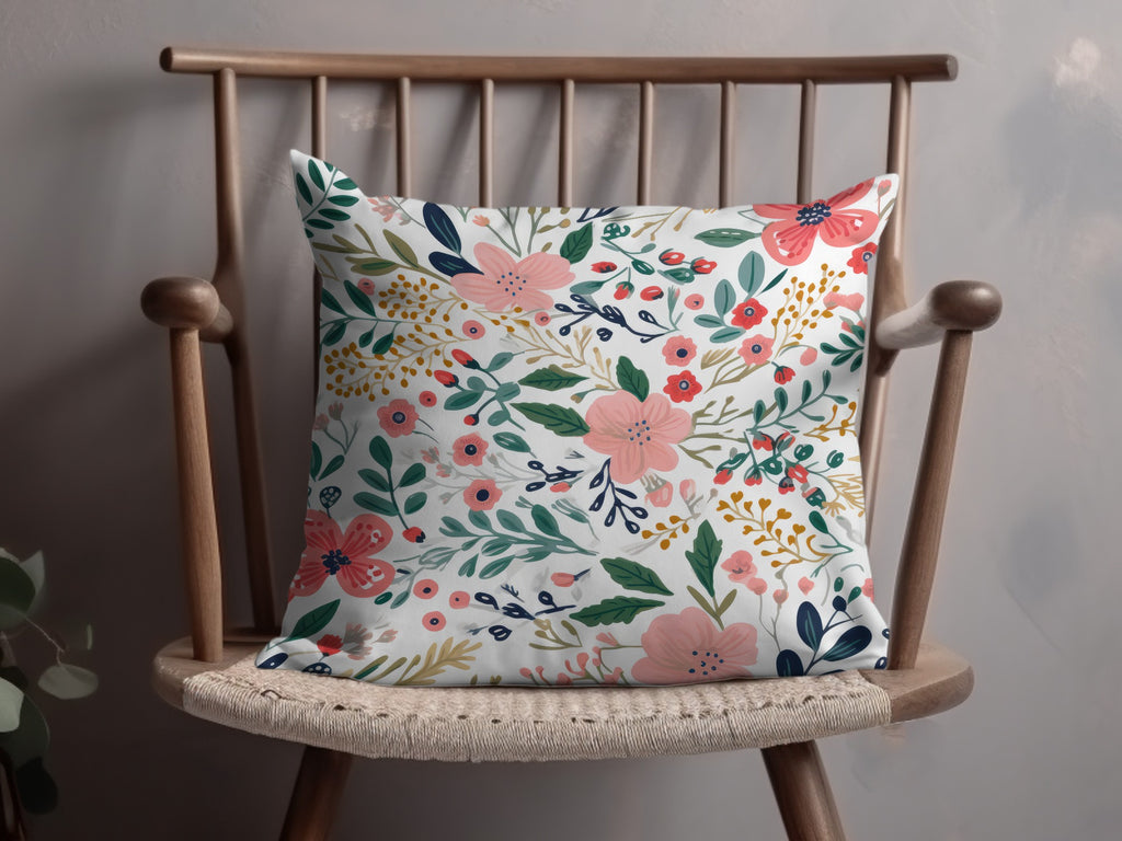Vibrant Floral Design Decorative Accent Throw Pillow