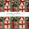 Christmas Gift Digital Paper, Red, Green, Pink Presents Pattern, Holiday Digital Download, Seamless Wrapping Paper, Winter Scrapbook Paper - Moore and Mountain
