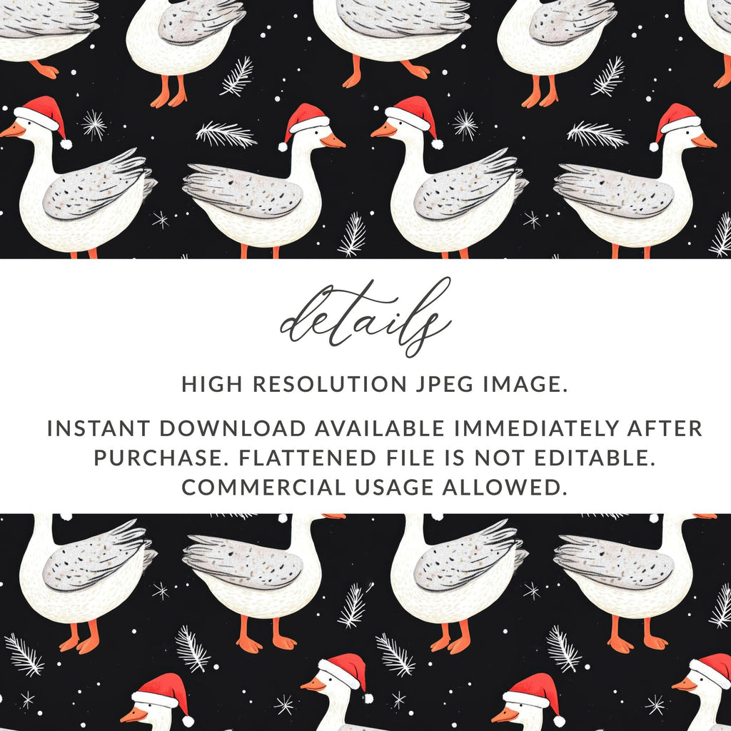 Christmas Goose Digital Paper, Holiday Goose Pattern, Winter Animal Seamless Pattern, Festive Goose JPEG Files, Digital Product - Moore and Mountain