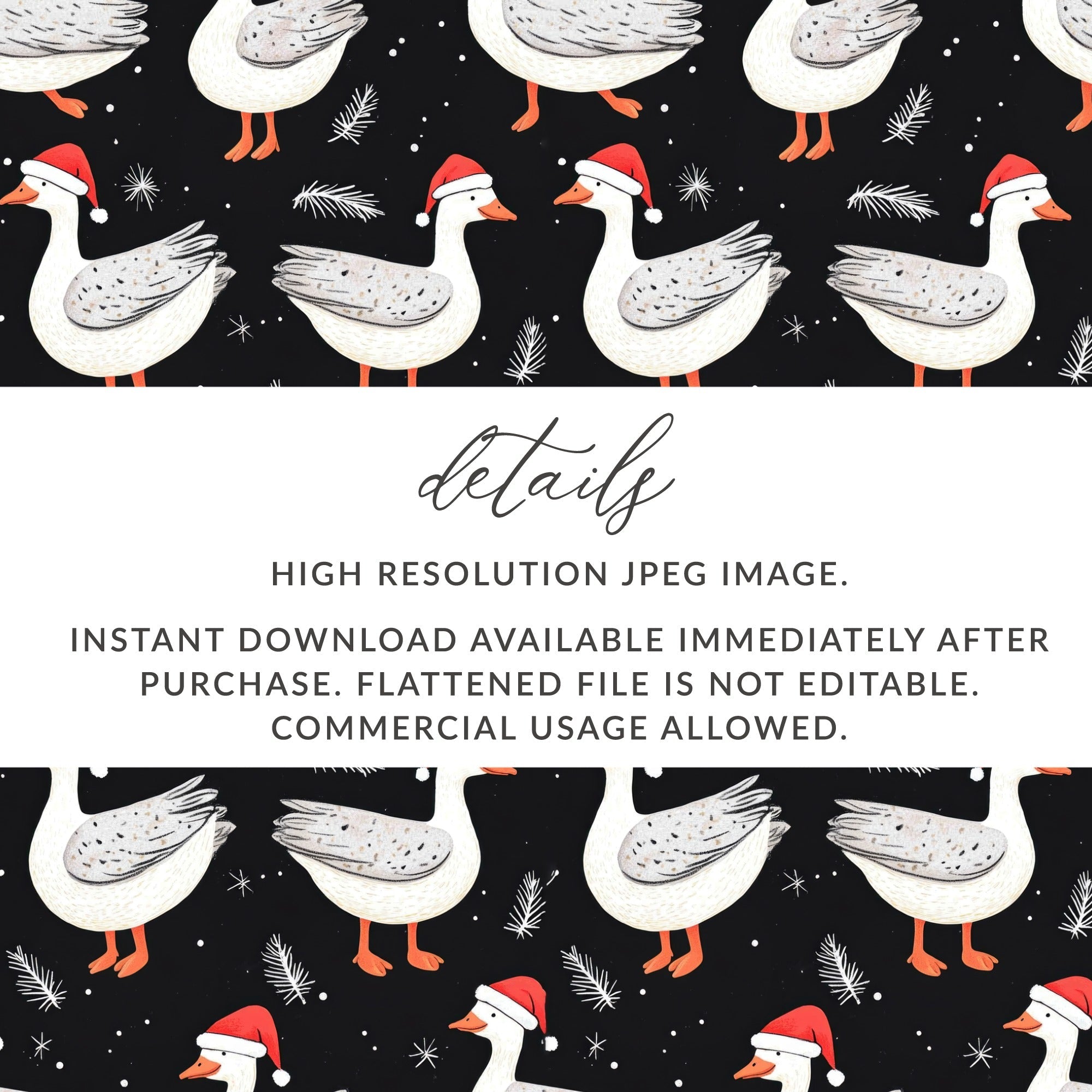 Christmas Goose Digital Paper, Holiday Goose Pattern, Winter Animal Seamless Pattern, Festive Goose JPEG Files, Digital Product - Moore and Mountain