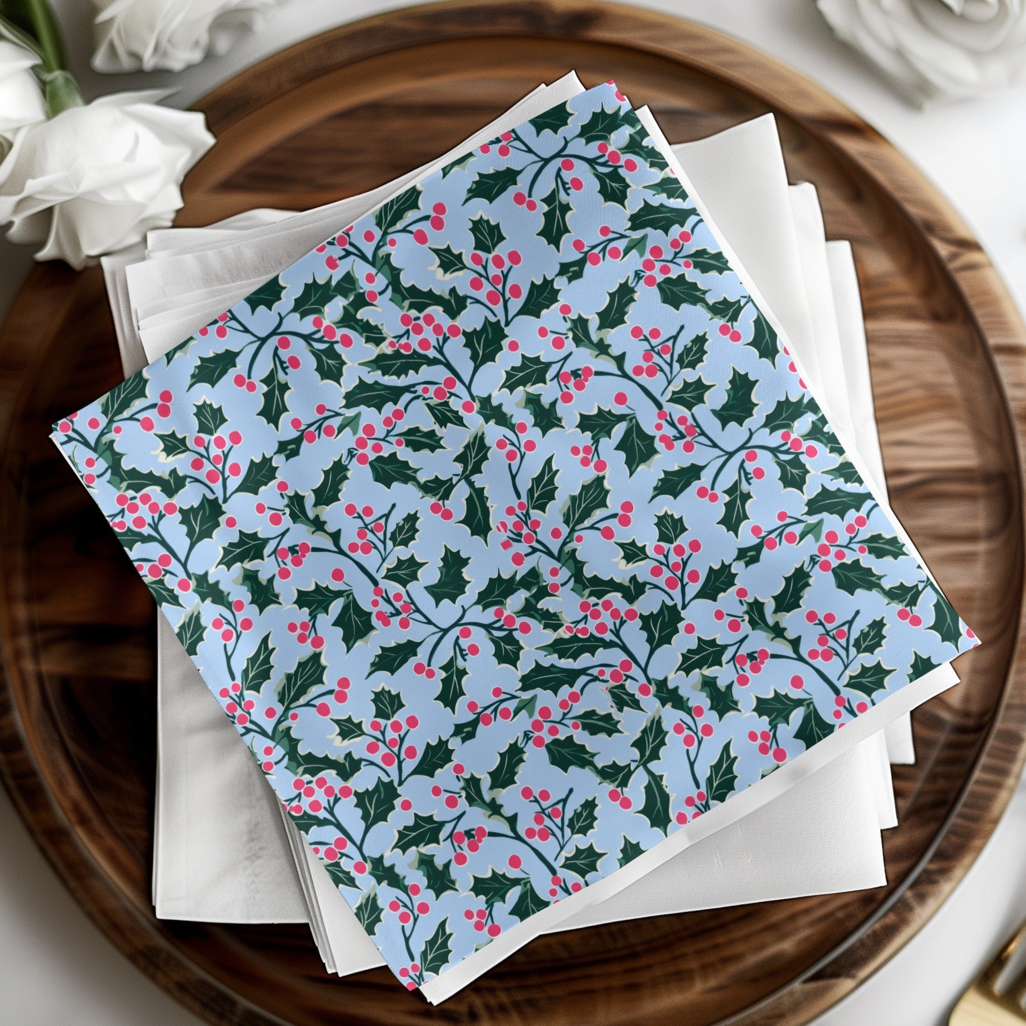 Christmas Holly Digital Paper, Seamless Holiday Pattern, Festive Winter Background, Scrapbook Paper, Digital Download, Fabric Design - Moore and Mountain