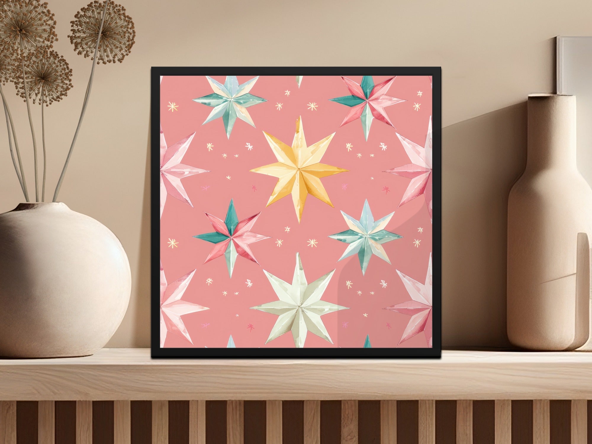 Colorful Star Pattern T-Shirt, Seamless Star Digital Paper, Holiday Fabric Design, Celestial Stars Print, Gift Wrap Design, Star T Shirt - Moore and Mountain
