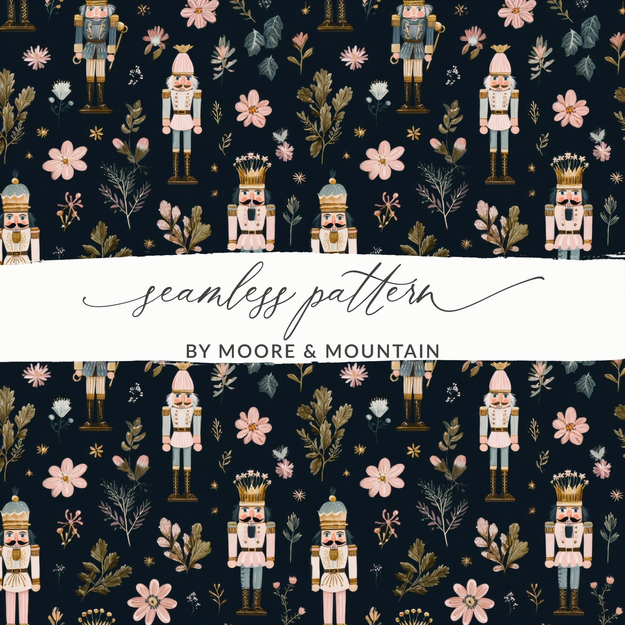 Christmas Nutcracker Soldiers with Flowers and Leaves Digital - Moore and Mountain