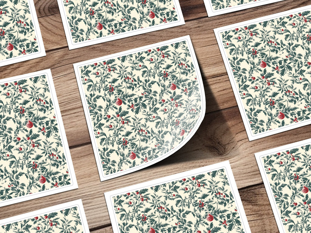 Christmas Ornament Digital Paper, Holiday Digital Pattern, Festive Seamless Design, Winter Berries, Printable Texture, Digital Scrapbooking - Moore and Mountain