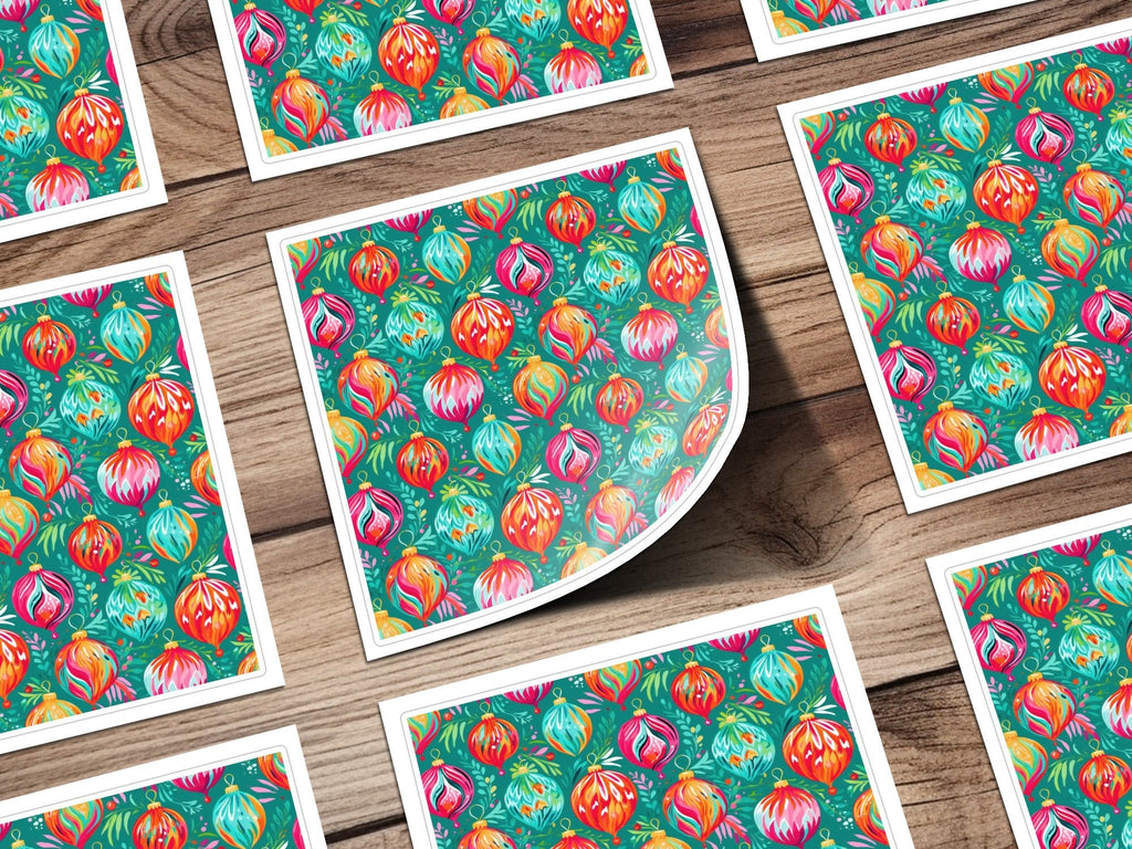 Christmas Ornaments Digital Paper, Festive Seamless Pattern, Holiday Ornament Background, Christmas Digital, Colorful Baubles Pattern - Moore and Mountain