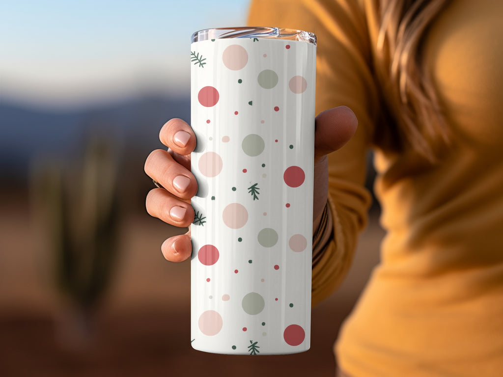 Polka Dot Pattern Insulated Travel Tumbler with Lid