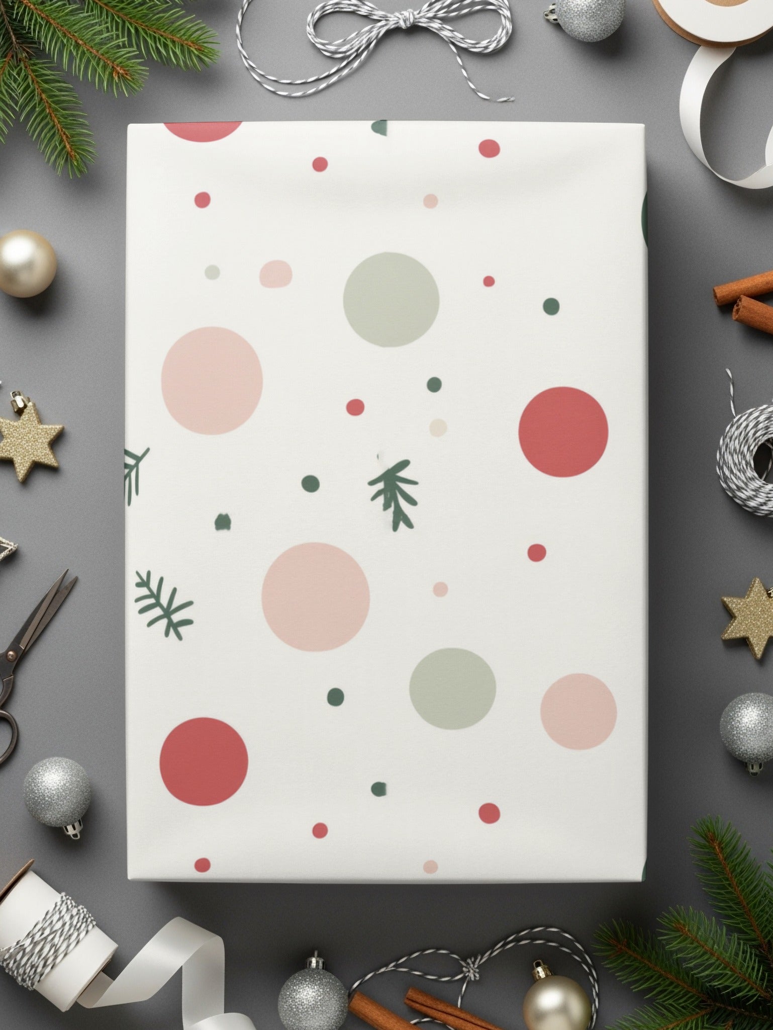Festive Polka Dot Pattern Christmas Wrapping Paper