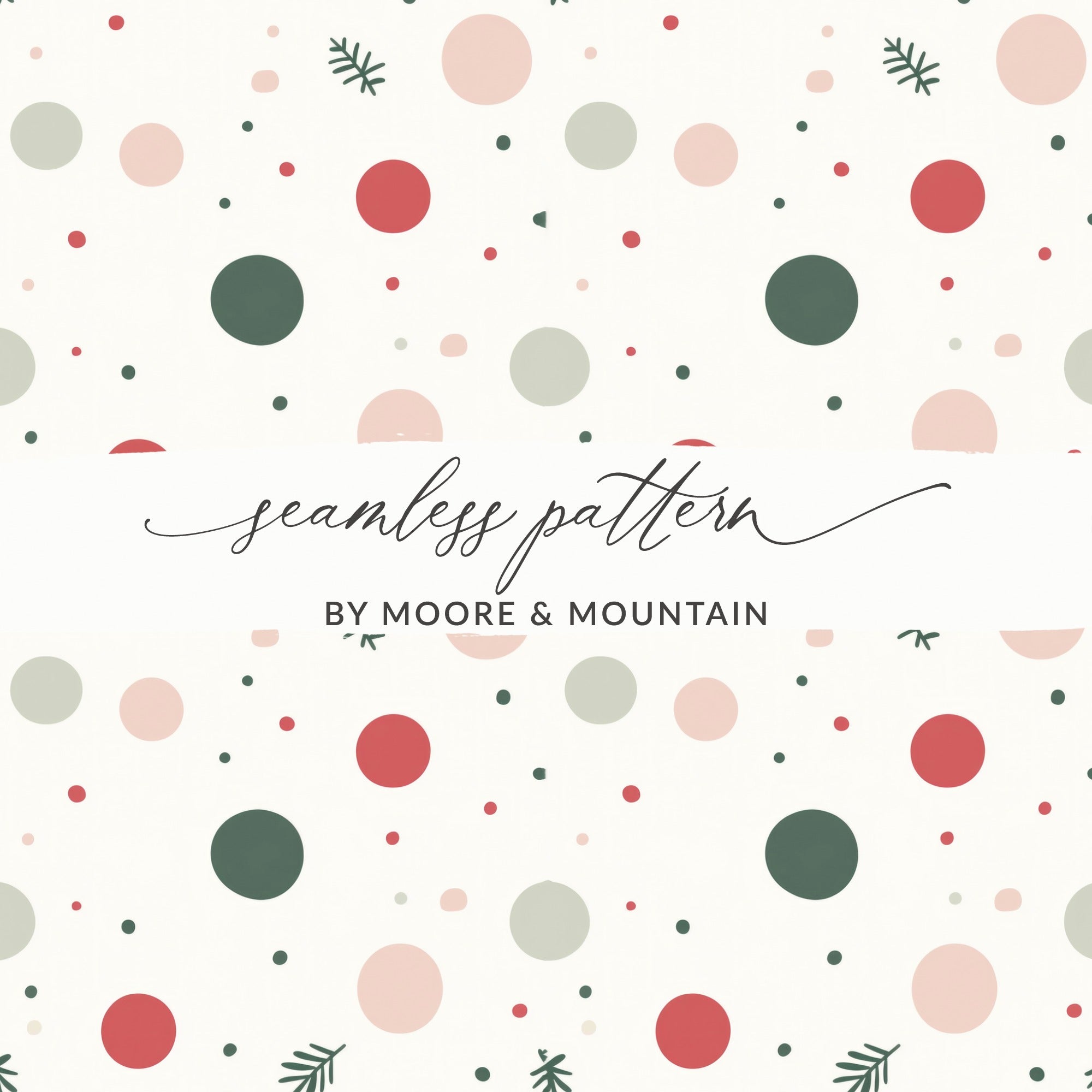 Polka Dot and Leaves Seamless Pattern by Moore & Mountain
