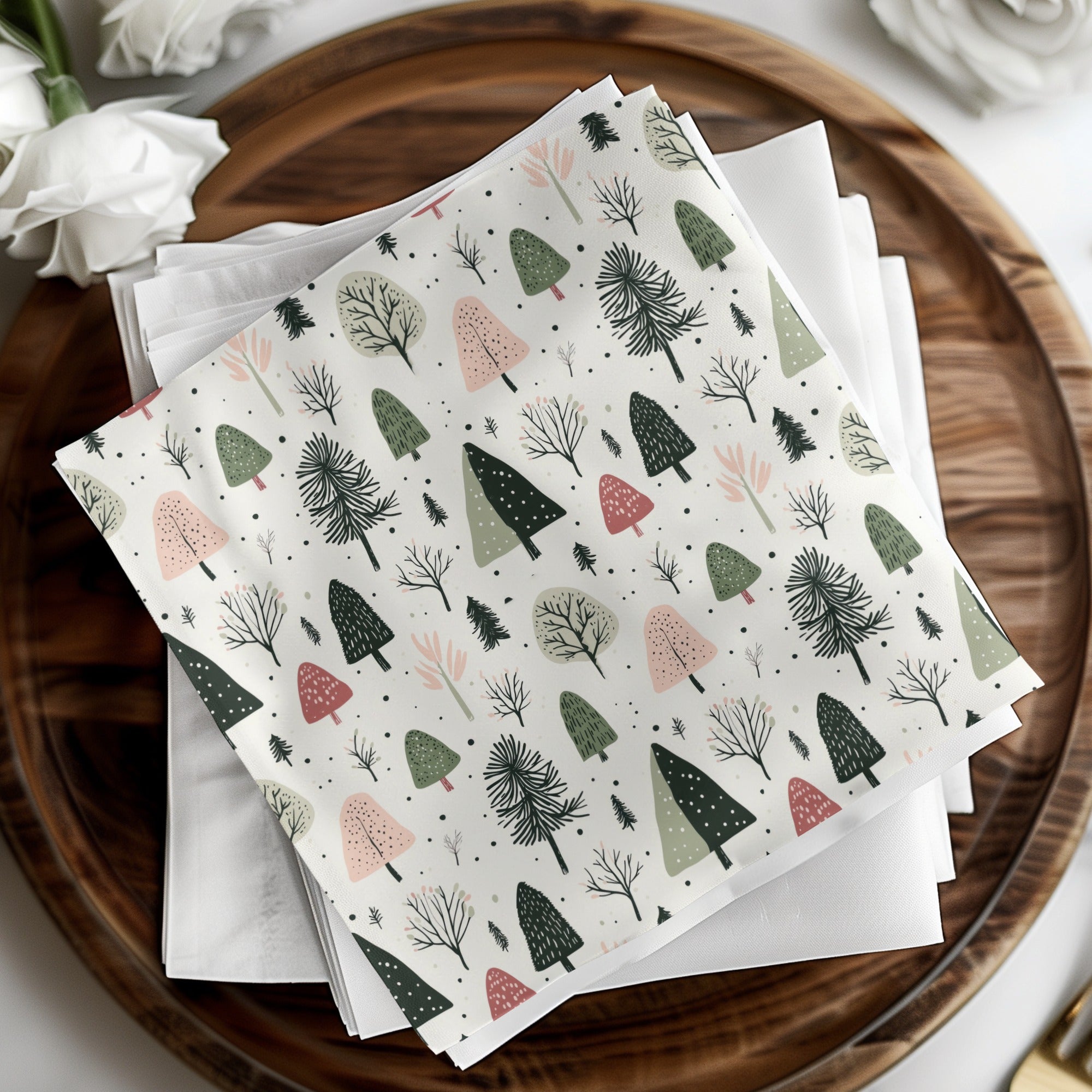 Festive Forest Design Cloth Napkins 10 Pack Product
