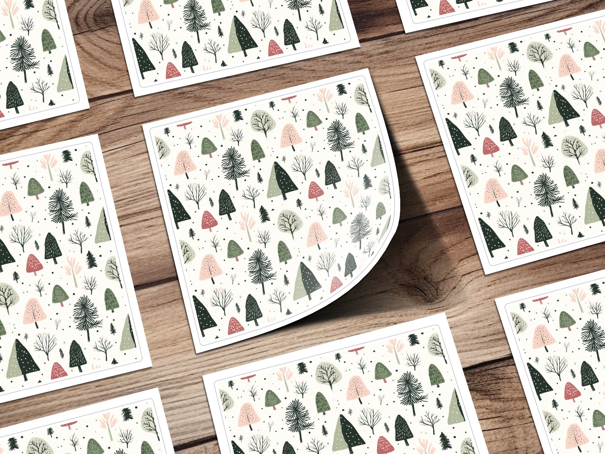Cute Winter Trees and Snowflakes Pattern Sticker