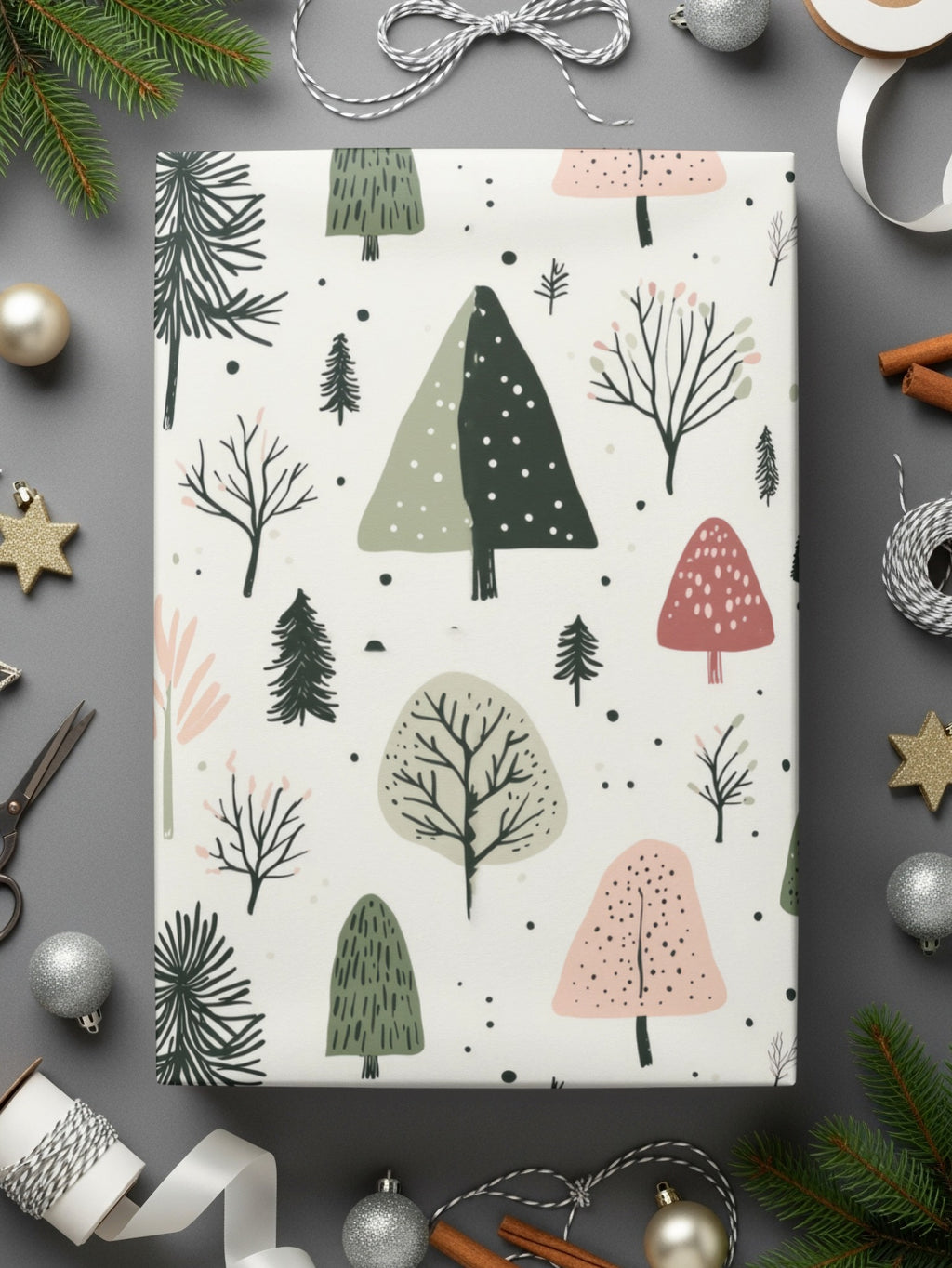 Festive Tree Design Holiday Wrapping Paper Product
