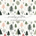 Whimsical Forest Trees Seamless Pattern Design