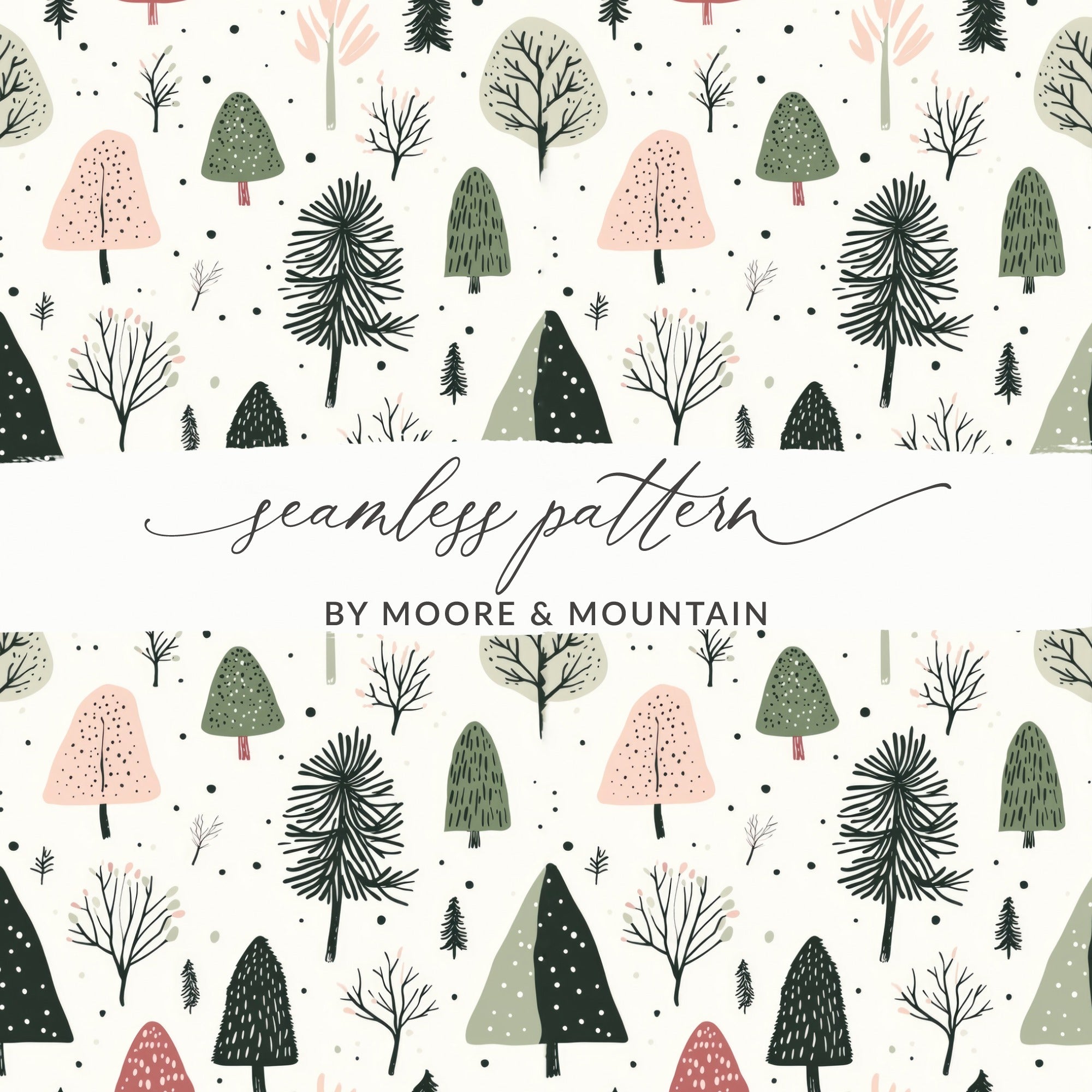 Whimsical Forest Trees Seamless Pattern Design