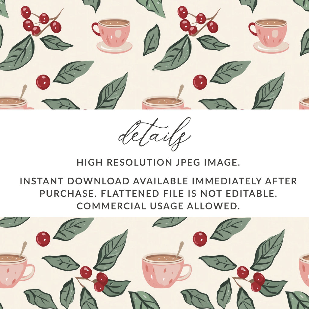 High Resolution Coffee and Leaves Pattern JPEG Image