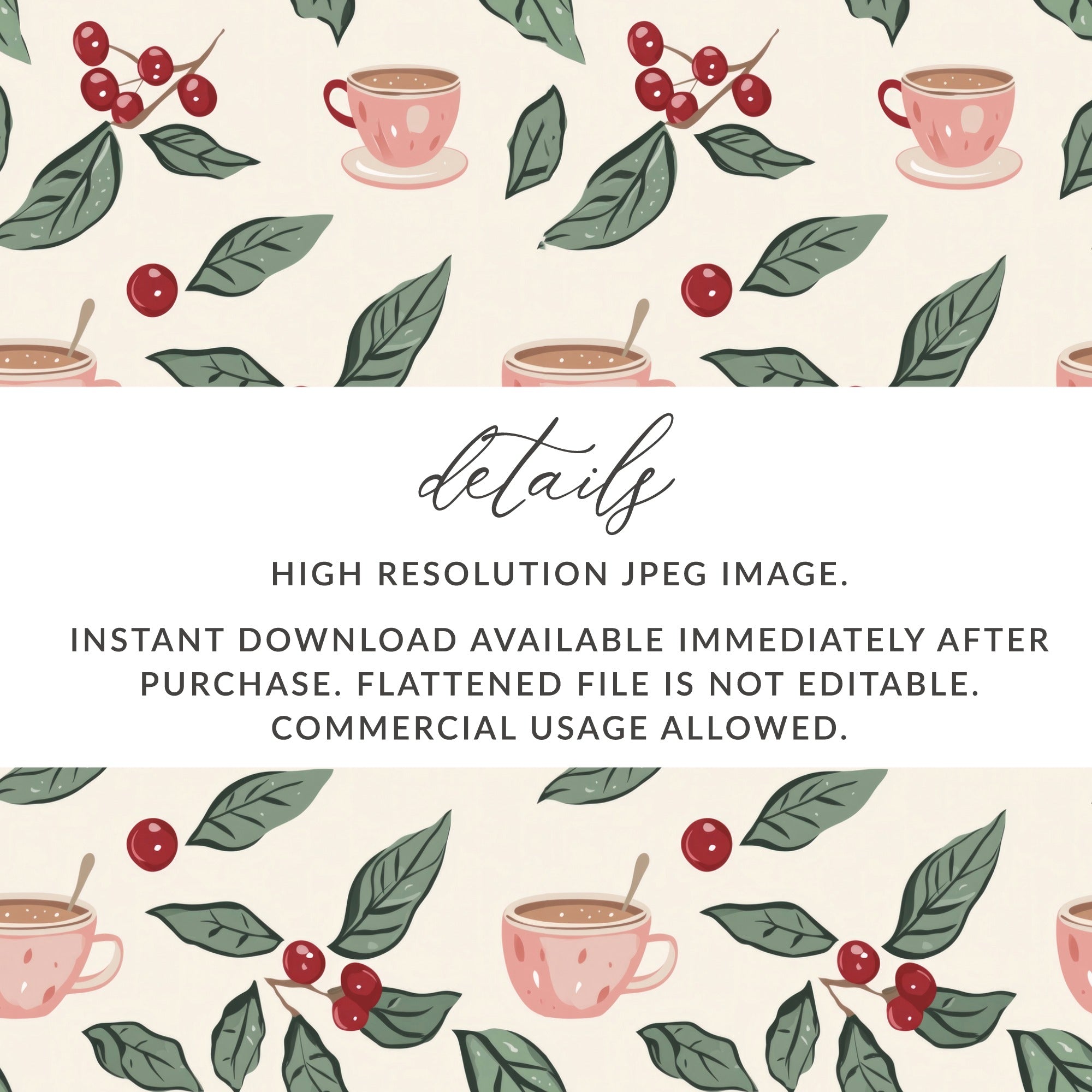 High Resolution Coffee and Leaves Pattern JPEG Image