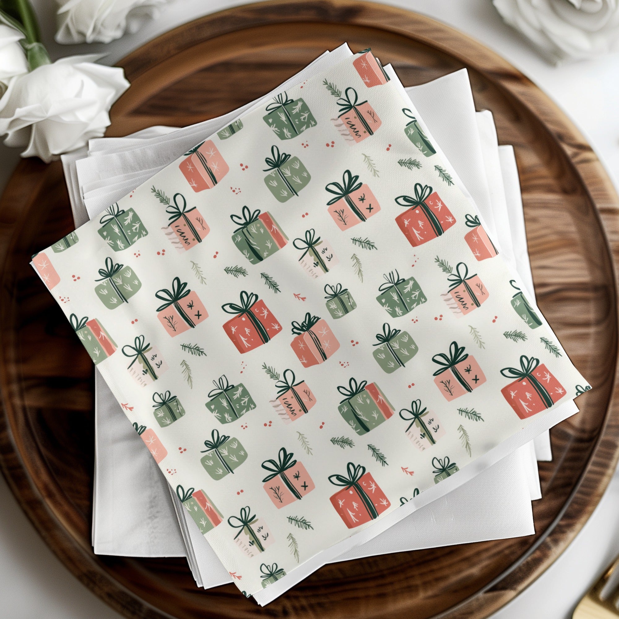 Festive Gift Box Pattern Decorative Napkin Design