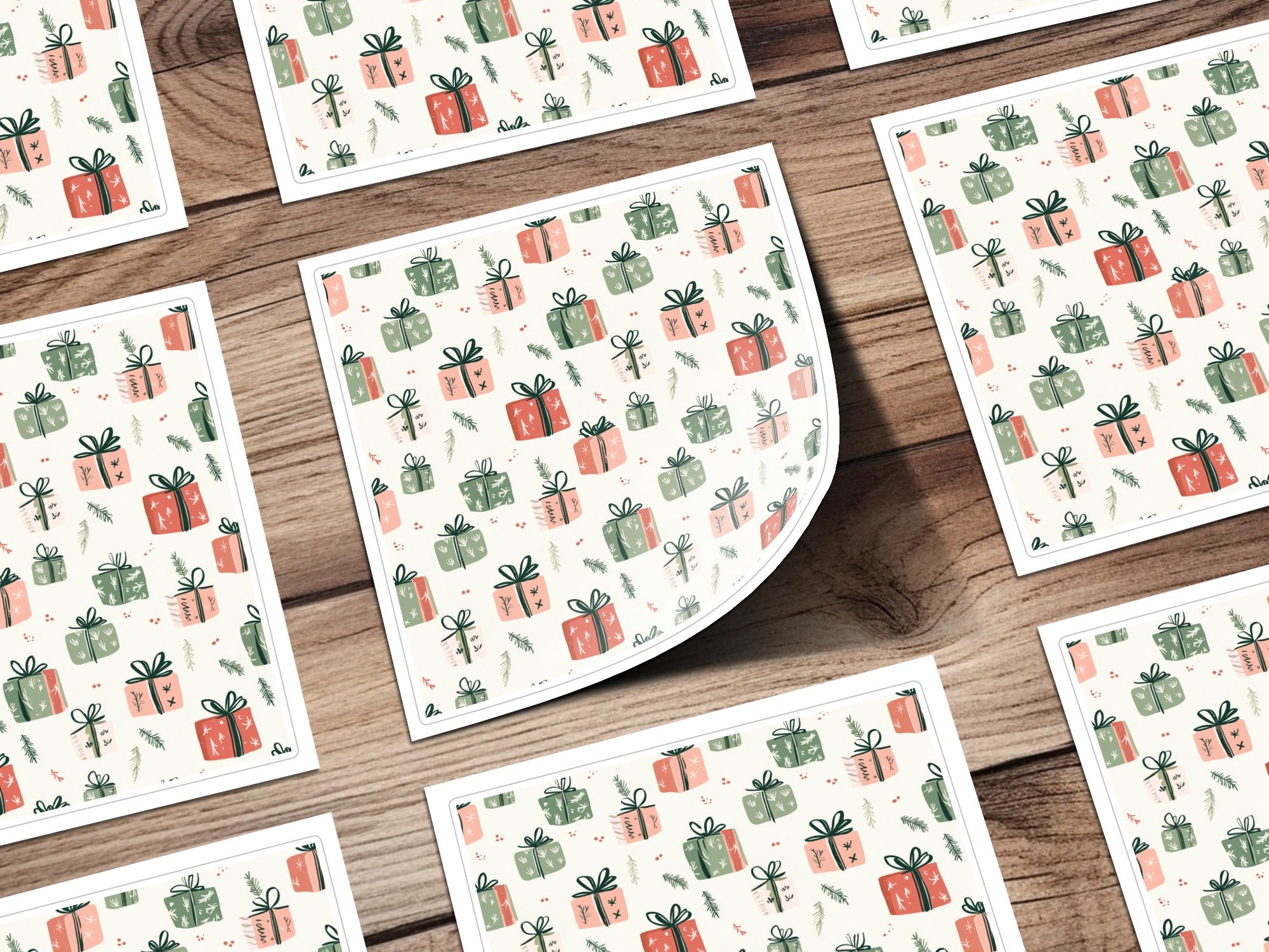 Festive Holiday Gift Wrap with Cute Presents Pattern