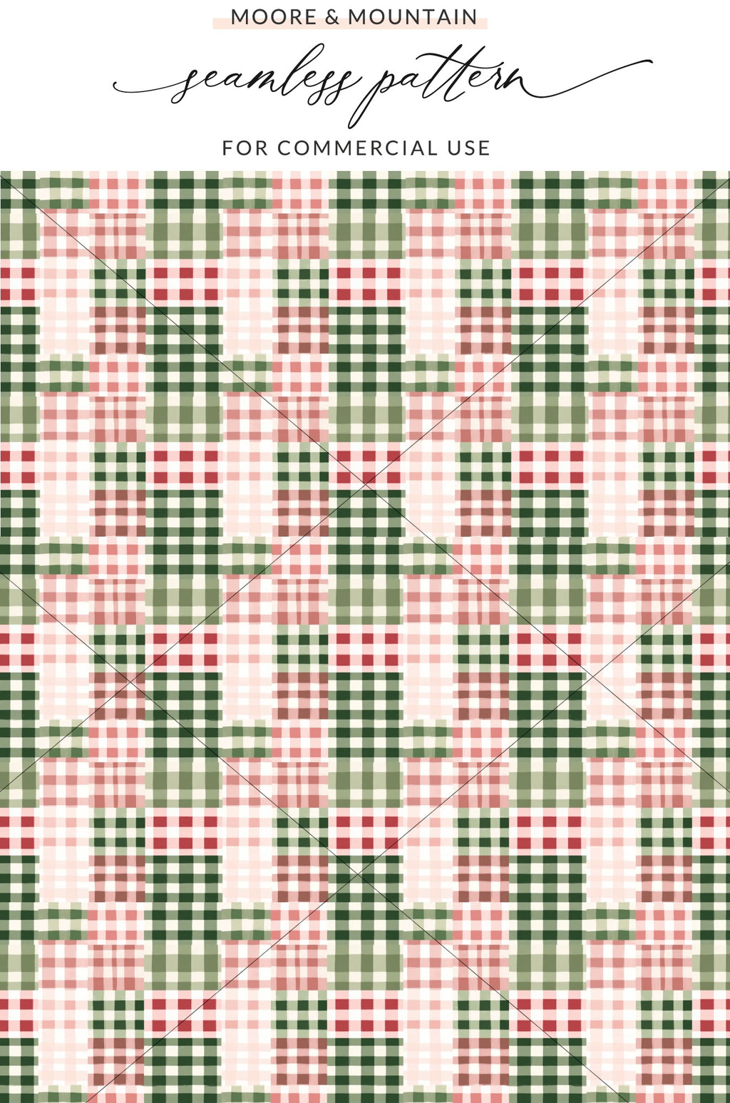 Pink and Green Plaid Seamless Pattern Design