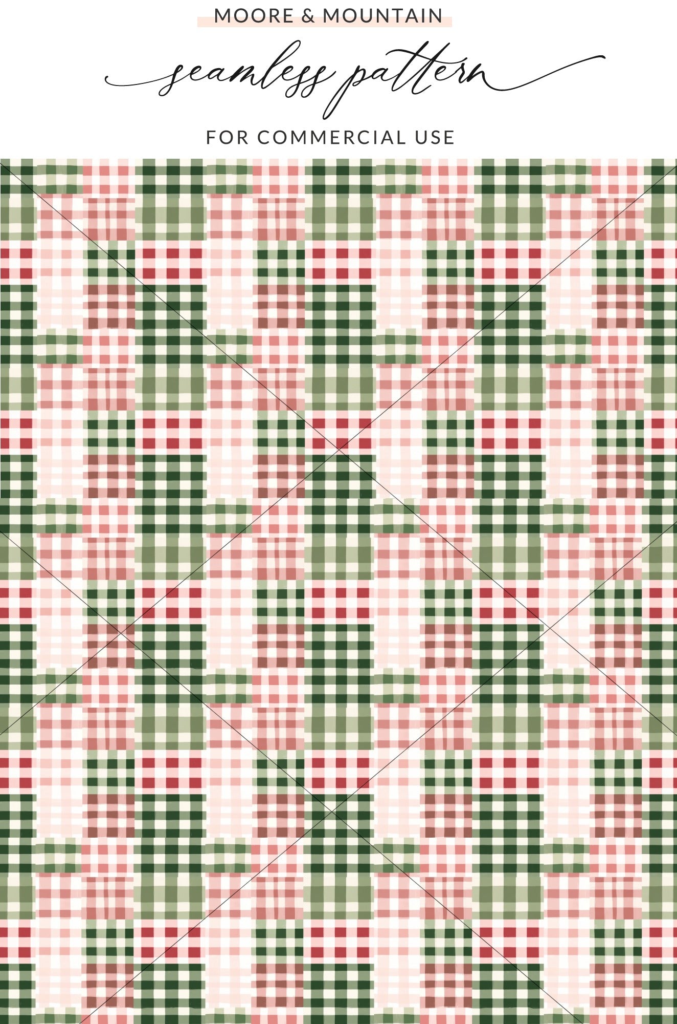 Pink and Green Plaid Seamless Pattern Design