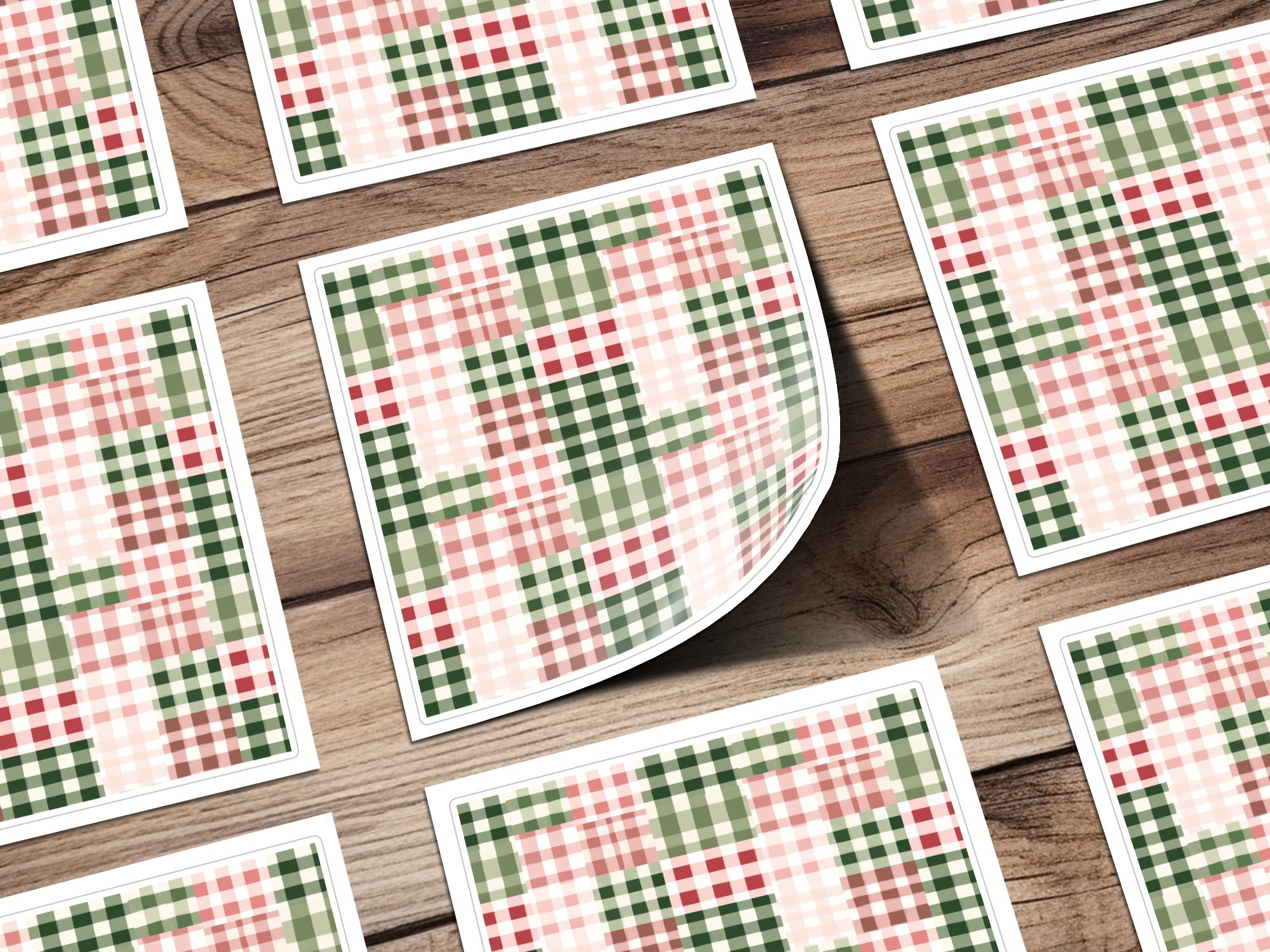 Checkered Plaid Pattern Sticker Set for Decor and Crafts