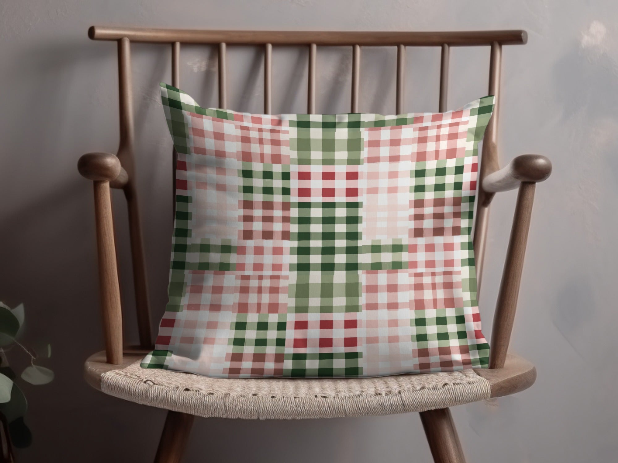 Festive Checkered Design Throw Pillow Cushion Product