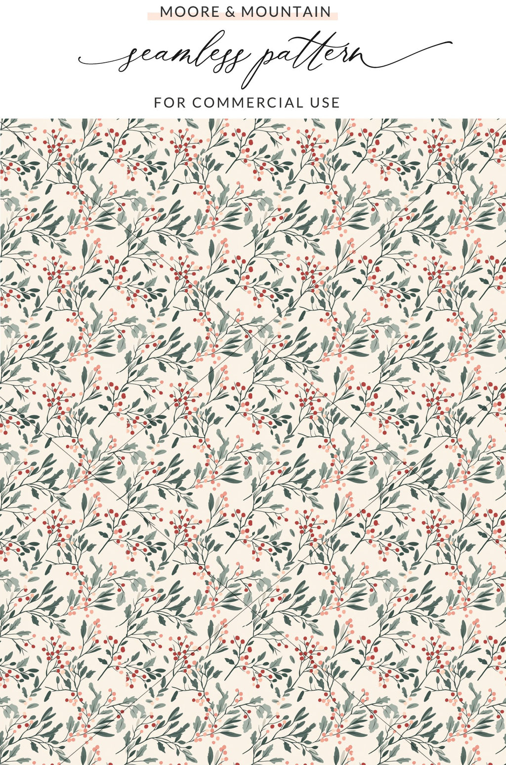 Seamless Pattern With Red Berries For Commercial Use