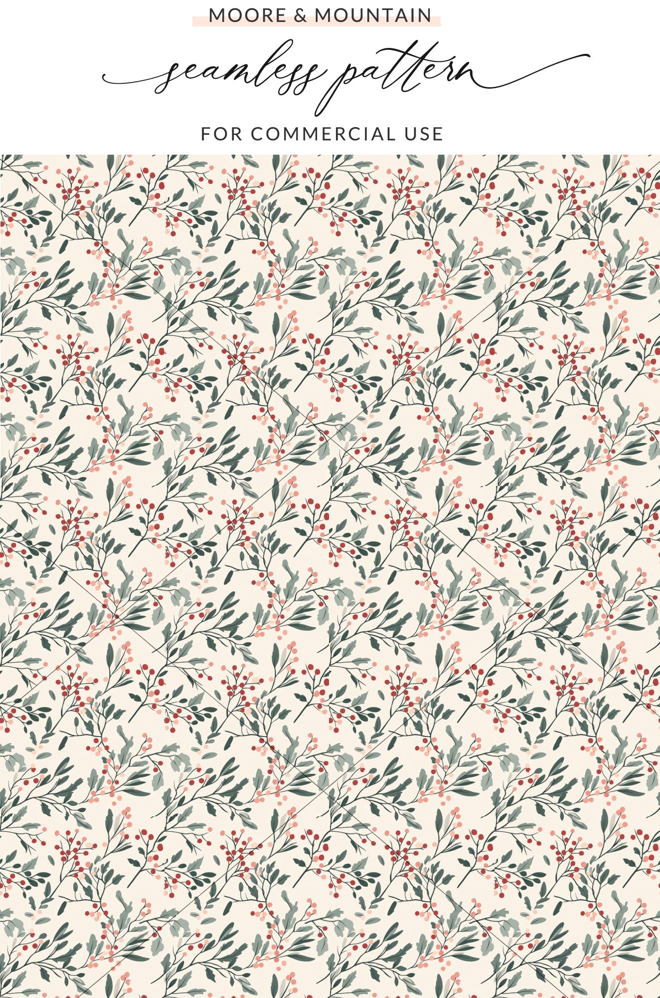 Seamless Pattern With Red Berries For Commercial Use