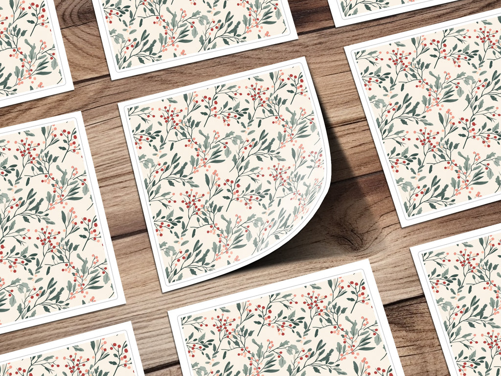 Botanical Pattern with Red Berries Stationery Design