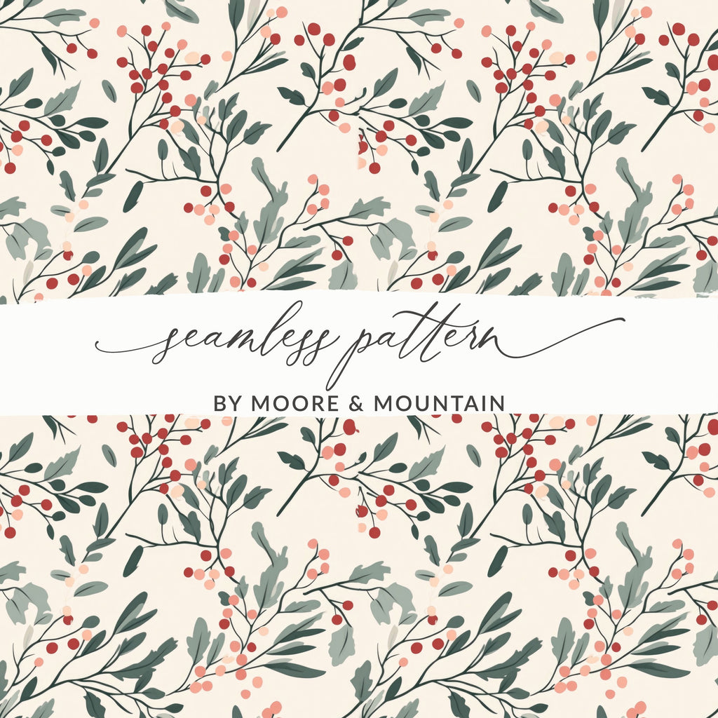 Moore & Mountain Seamless Pattern Floral Design