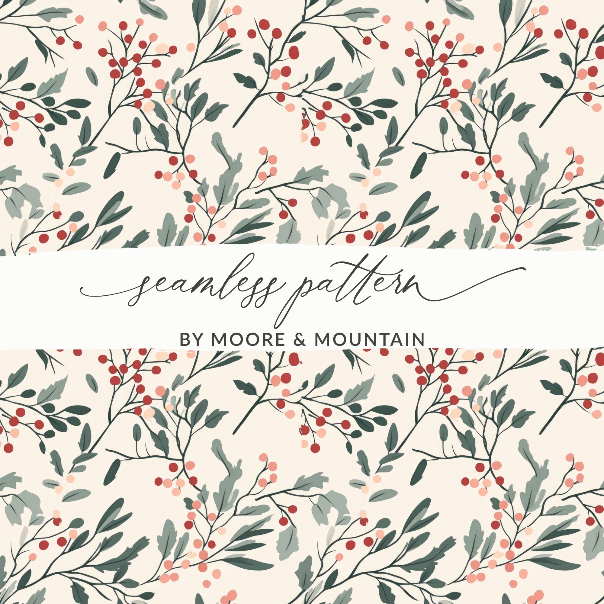 Moore & Mountain Seamless Pattern Floral Design