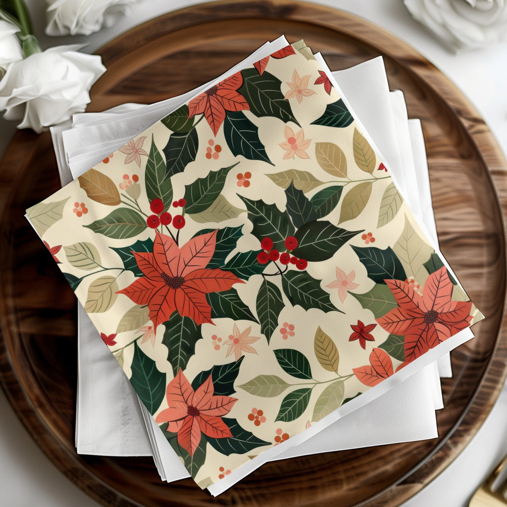 Christmas Poinsettia Digital Paper, Festive Seamless Pattern for Crafts and Design, Holiday Floral JPEG Files, Digital Download - Moore and Mountain