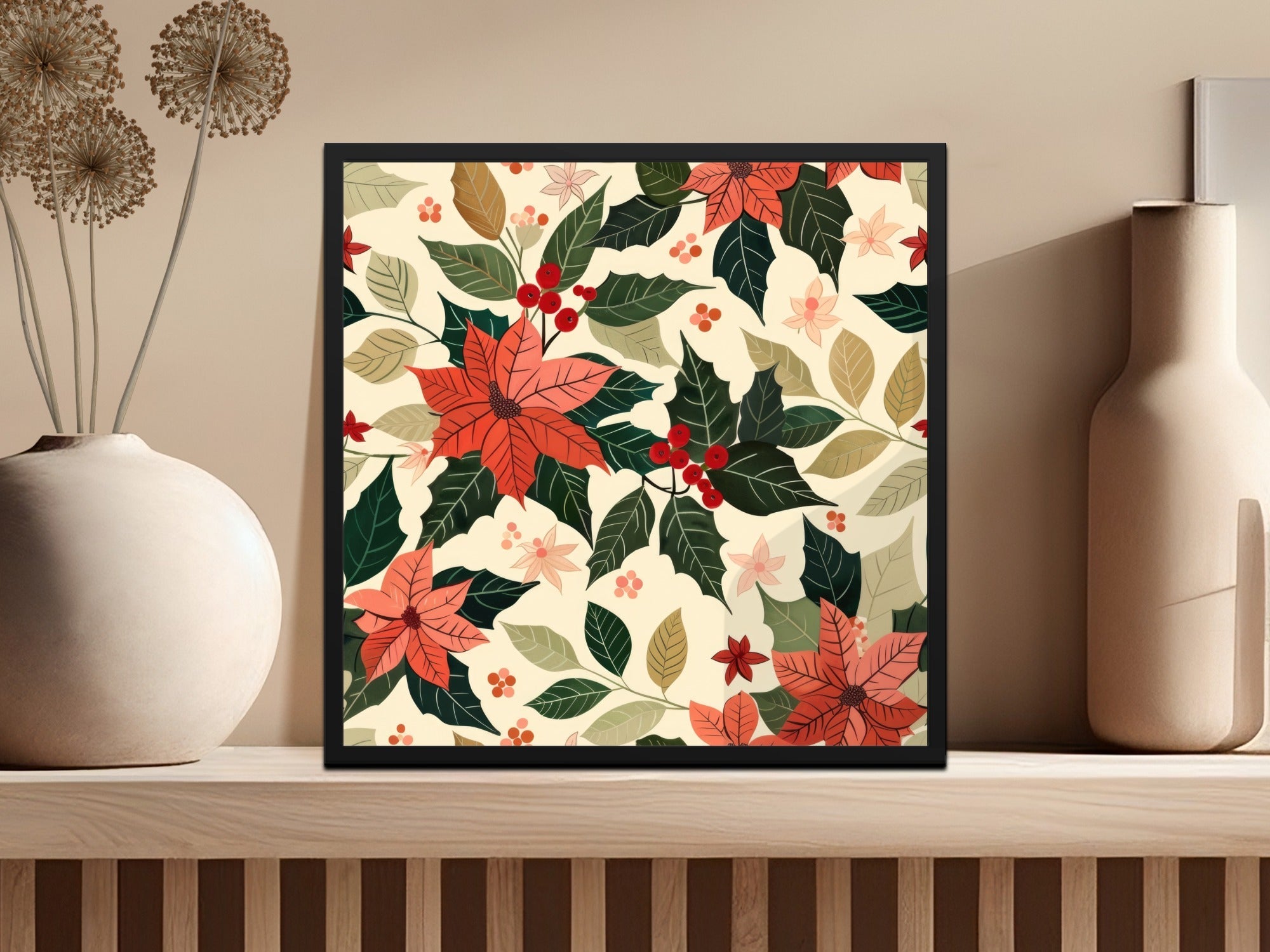 Christmas Poinsettia Digital Paper, Festive Seamless Pattern for Crafts and Design, Holiday Floral JPEG Files, Digital Download - Moore and Mountain