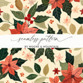Christmas Poinsettia Digital Paper, Festive Seamless Pattern for Crafts and Design, Holiday Floral JPEG Files, Digital Download - Moore and Mountain