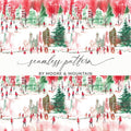 Christmas Scene Digital Paper, Winter City Pattern, Seamless Watercolor Art, Festive Design Download, Holiday Print, Xmas Digital Product - Moore and Mountain