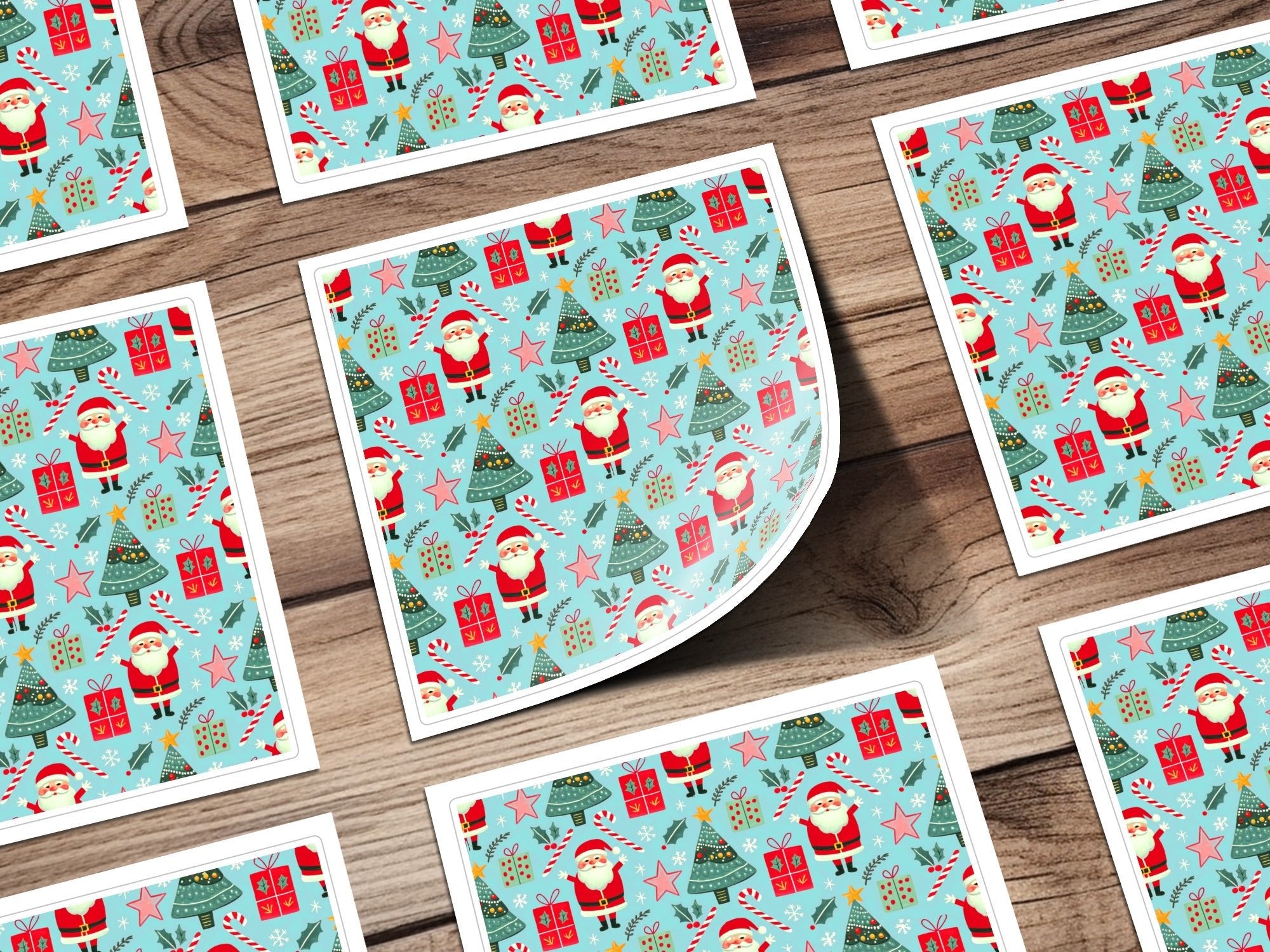 Christmas Seamless Pattern, Holiday Digital Paper, Santa Claus Tree Gift Wrap, Festive Design Download - Moore and Mountain