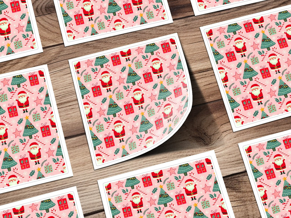 Christmas Seamless Pattern, Holiday Digital Paper, Santa Tree Gift Wrap, Cute Xmas Background, Festive Fabric Design, JPEG Download - Moore and Mountain