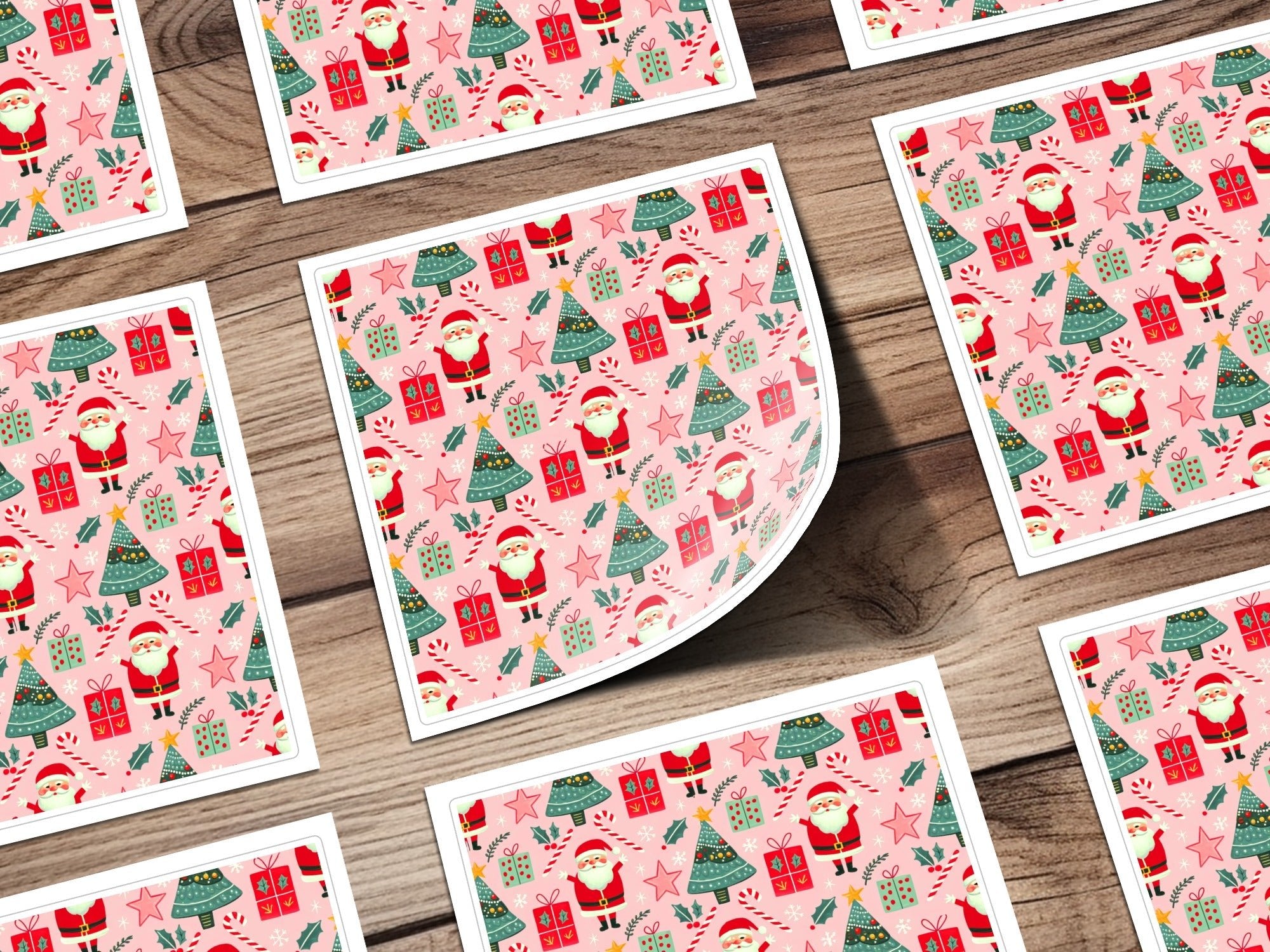 Christmas Seamless Pattern, Holiday Digital Paper, Santa Tree Gift Wrap, Cute Xmas Background, Festive Fabric Design, JPEG Download - Moore and Mountain