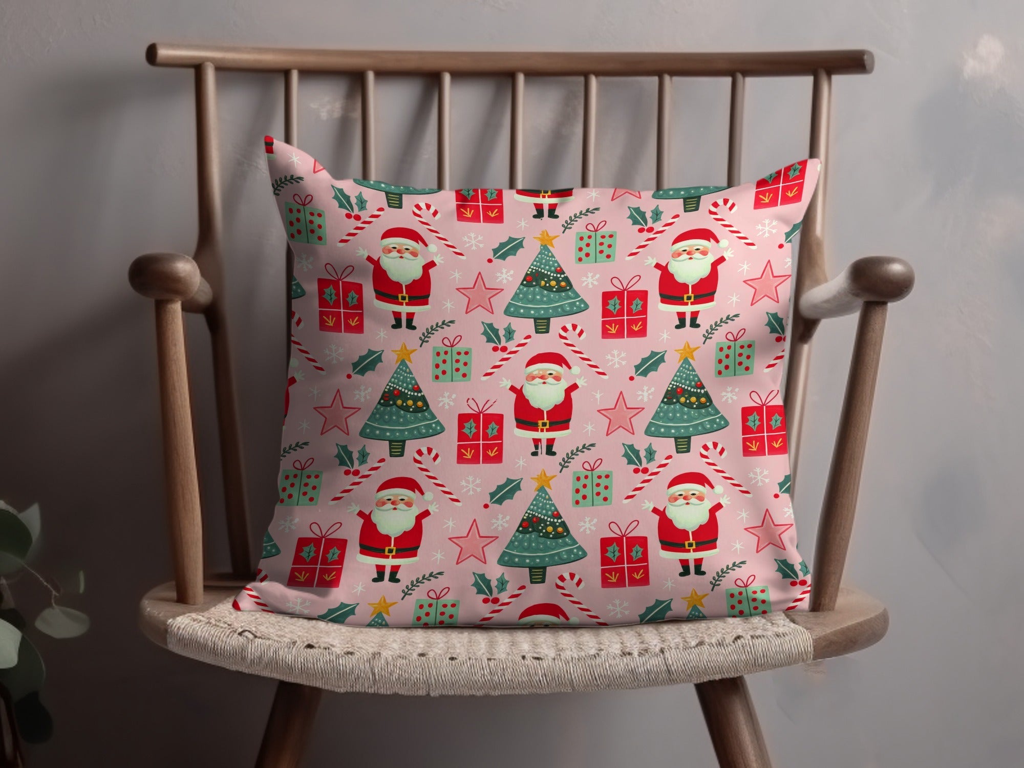 Christmas Seamless Pattern, Holiday Digital Paper, Santa Tree Gift Wrap, Cute Xmas Background, Festive Fabric Design, JPEG Download - Moore and Mountain