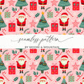 Christmas Seamless Pattern, Holiday Digital Paper, Santa Tree Gift Wrap, Cute Xmas Background, Festive Fabric Design, JPEG Download - Moore and Mountain