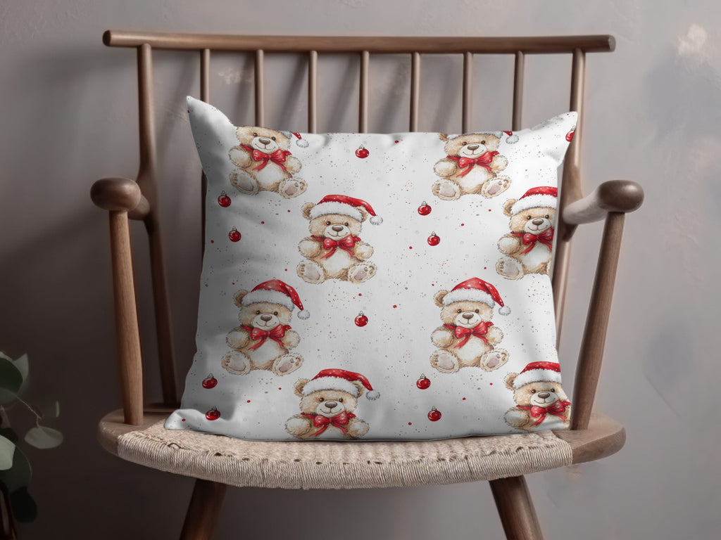 Christmas Teddy Bear Digital Seamless Pattern, Holiday Repeat Pattern, Xmas Bear for Fabric, 12x12 JPEG, 2 Scales, Digital Download - Moore and Mountain
