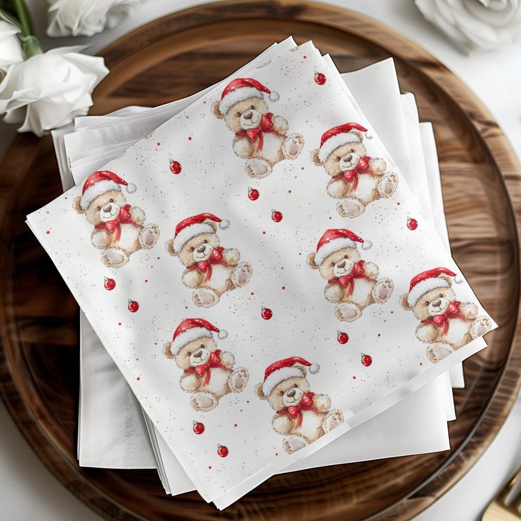 Christmas Teddy Bear Digital Seamless Pattern, Holiday Repeat Pattern, Xmas Bear for Fabric, 12x12 JPEG, 2 Scales, Digital Download - Moore and Mountain