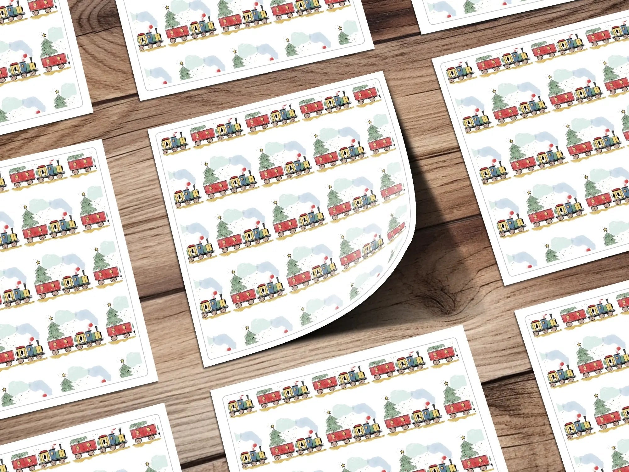 Christmas Train Digital Paper, Holiday Seamless Pattern, Winter Digital Background, Scrapbooking, Fabric Design, Digital Download - Moore and Mountain