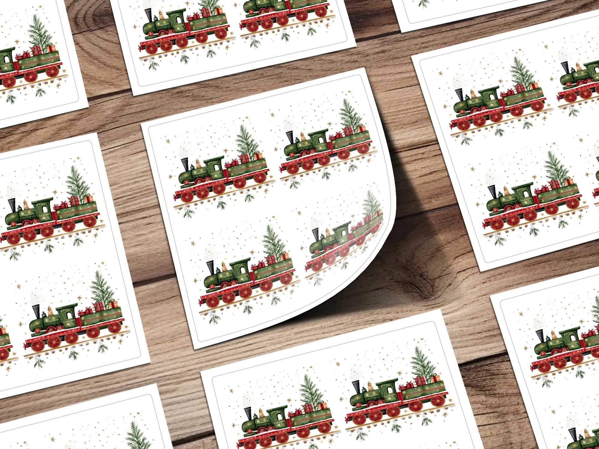 Christmas Train Digital Seamless Pattern, Holiday Train Clipart, Festive Train Repeating Pattern, Winter Digital Paper for Fabric, Crafts - Moore and Mountain