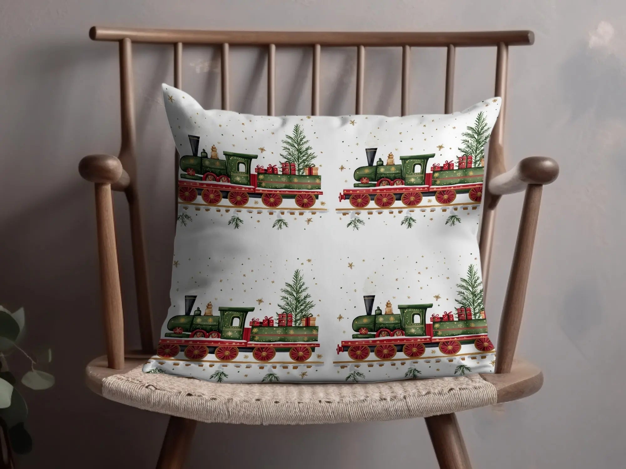 Christmas Train Digital Seamless Pattern, Holiday Train Clipart, Festive Train Repeating Pattern, Winter Digital Paper for Fabric, Crafts - Moore and Mountain