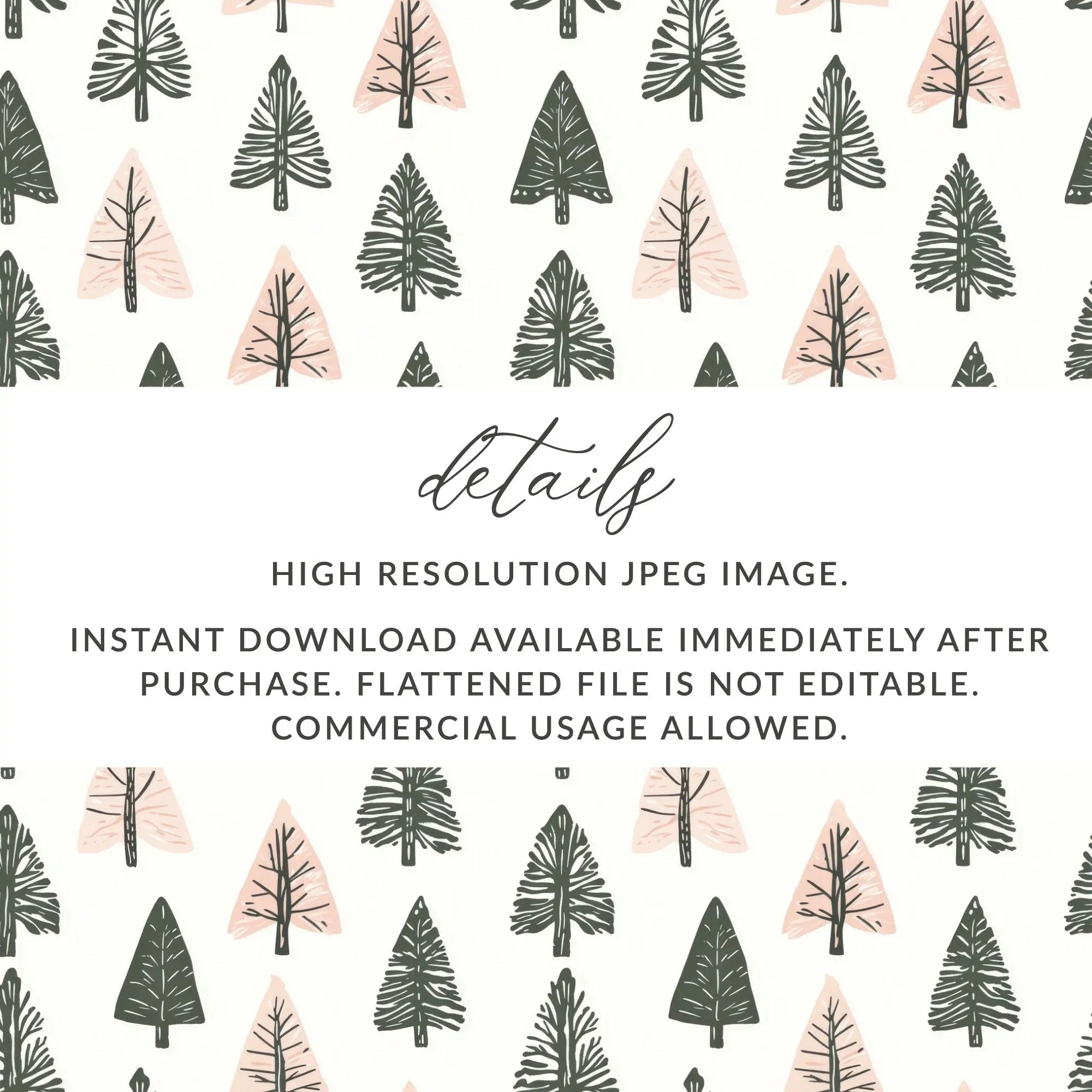 Christmas Tree Digital Paper, Festive Seamless Pattern, Holiday Digital Paper, Winter Forest Pattern, Commercial Use Digital Background - Moore and Mountain