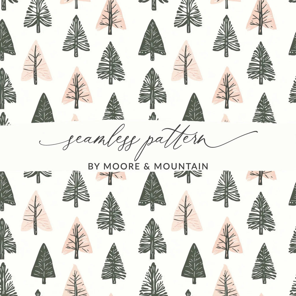 Christmas Tree Digital Paper, Festive Seamless Pattern, Holiday Digital Paper, Winter Forest Pattern, Commercial Use Digital Background - Moore and Mountain