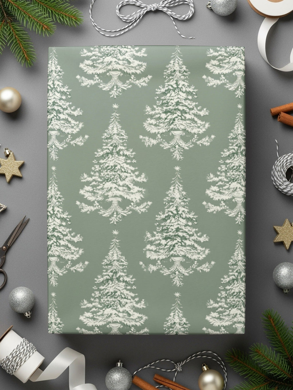 Christmas Tree Digital Paper, Seamless Pattern, Holiday Digital Paper, Scrapbooking Paper, Festive Background, Green Pattern, JPEG File - Moore and Mountain